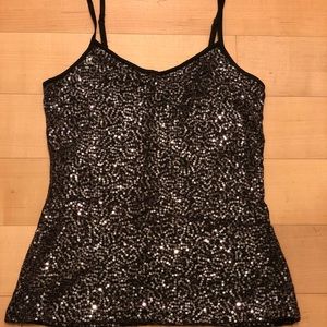 Express sequin black tank